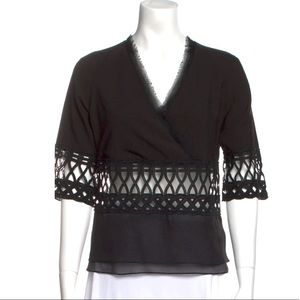 Jonathan Simkhai Black V-Neck Blouse with Cutouts XS